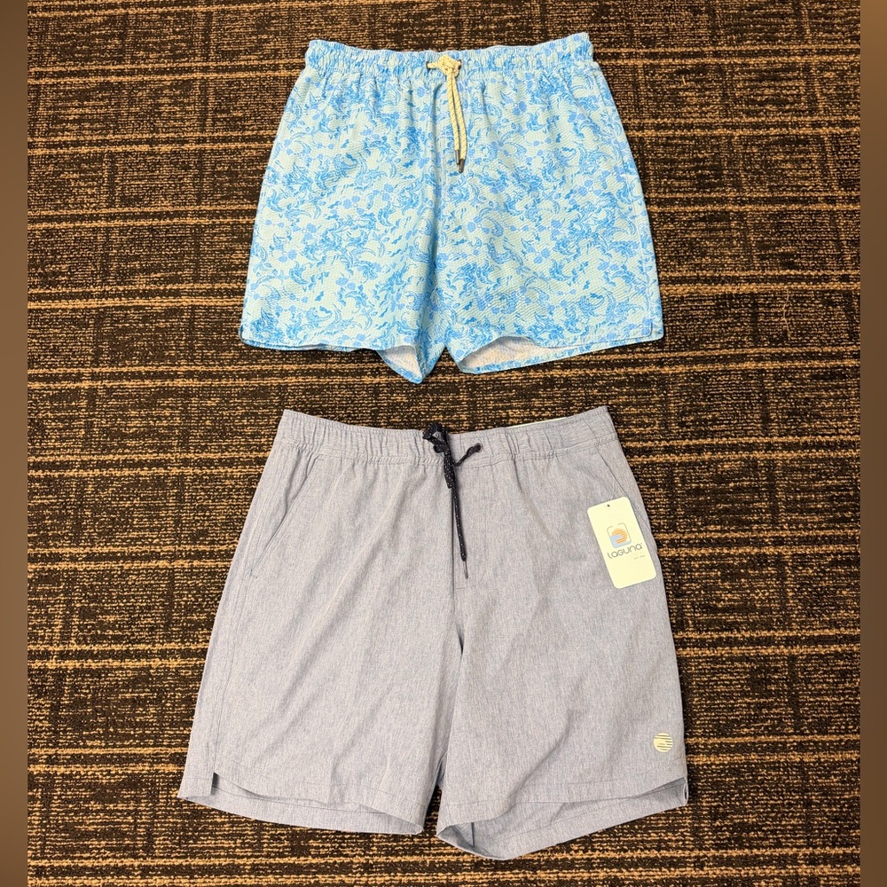 Laguna Gray and Blue Swim Trunks